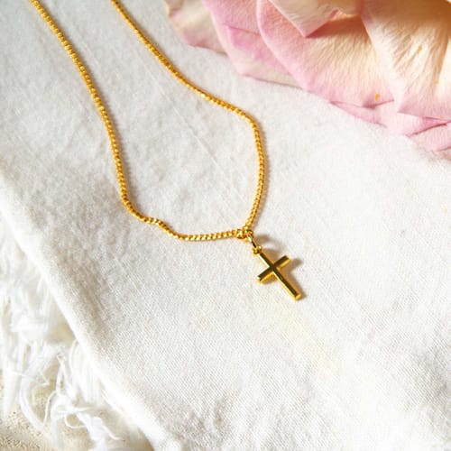 Infant's Cross - Gold-Sterling Silver with 13 inch chain
