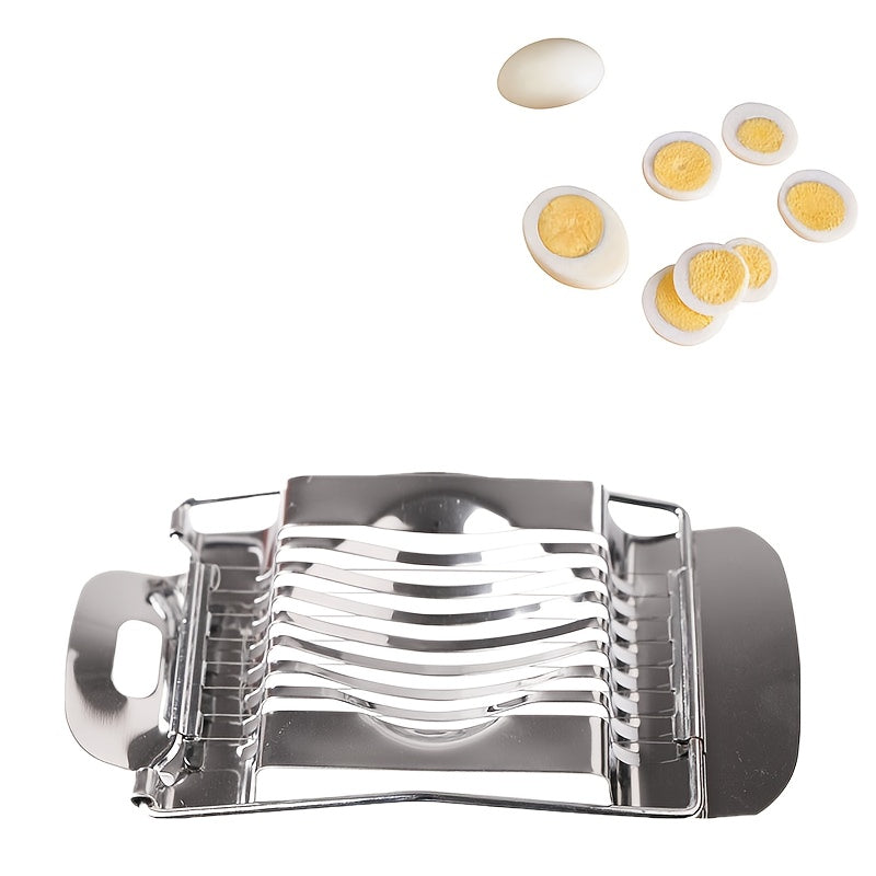 TEMU Heavy-duty Stainless Steel Egg And Strawberry Slicer - With Non-slip Base, Manual Kitchen Tool For Perfect Eggs, Century Eggs, Berries - Handle,