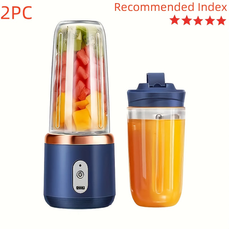 TEMU 2pcs Portable Multi-functional Blender Double Cup, Home Juicer, Diy For Summer, Vegetable Juice, Water Juice, Sh Ice, Milkshake, Usb Charging