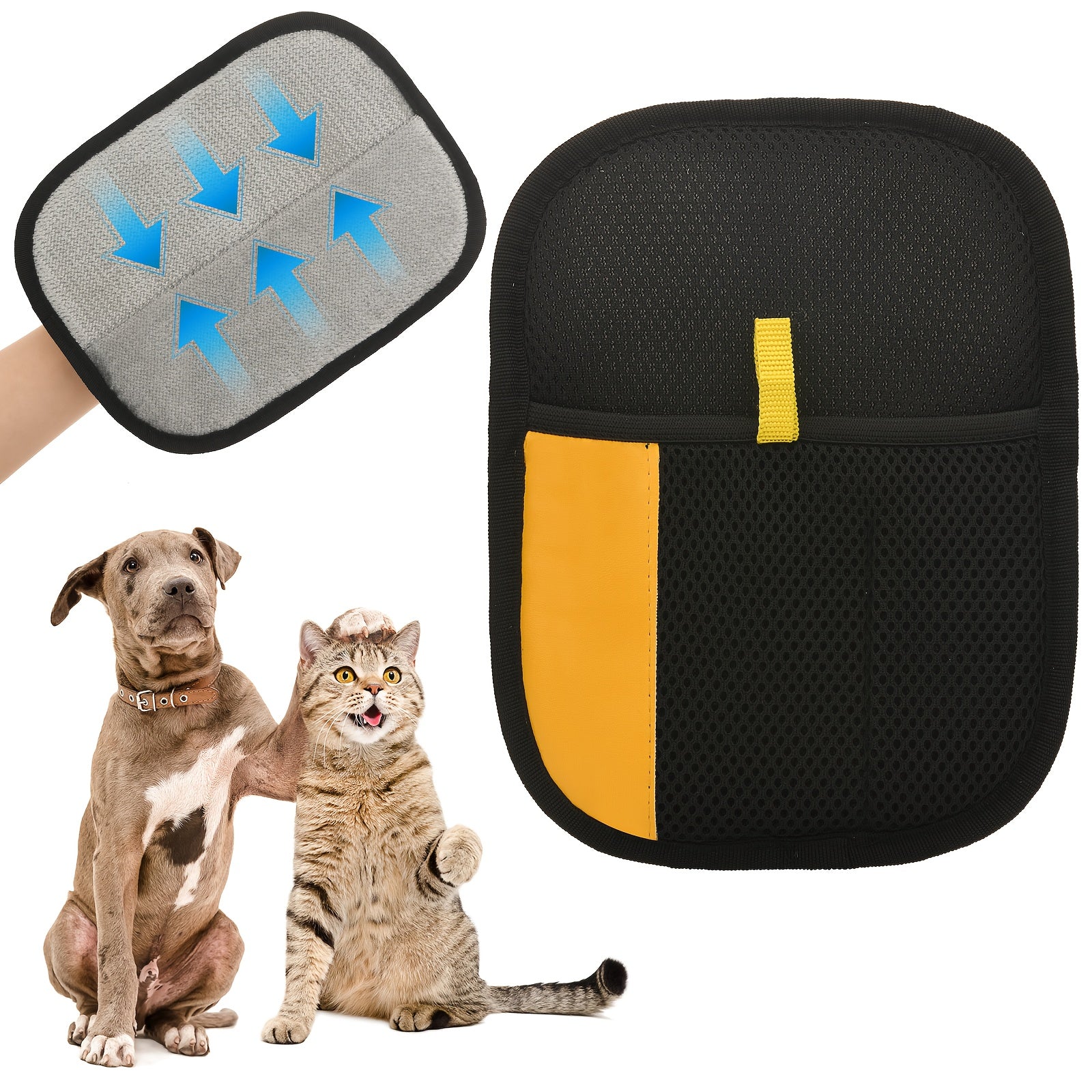 TEMU Reusable Pet Hair Removal Gloves - Manual Fur Brush For , With Soft Bristles & Durable Fabric, Furniture, Bedding & Clothing, Grooming Tool For