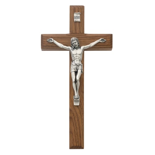 Beveled Walnut Crucifix - 8 inch