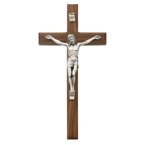 Beveled Walnut Crucifix - 10 inch