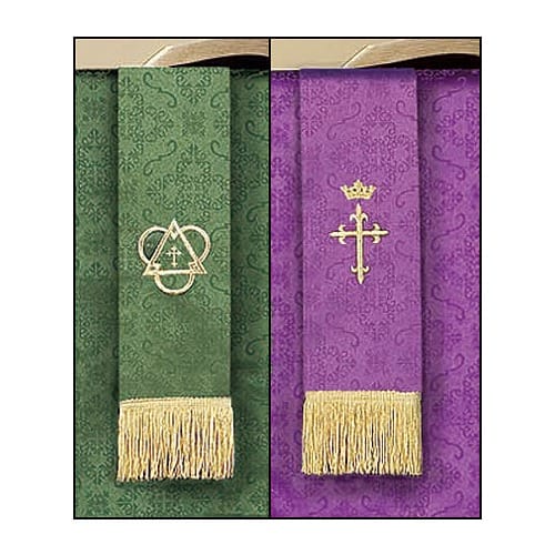 Jacquard Reversible Bookmark with Cross: Purple-Green