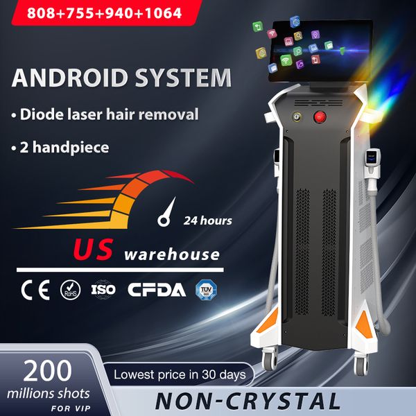 fast hair removal 808 diode laser machine 2IN1 200million shots 3 wavelengths