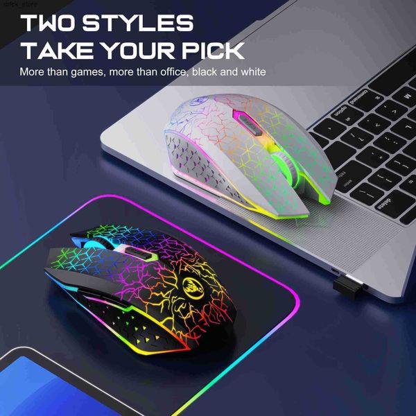 Mice 2025 New HXSJ T34 6D dual wireless 1600DPI RGB backlit mute button ergonomics 500mAh rechargeable gaming mouse for laptop J241220