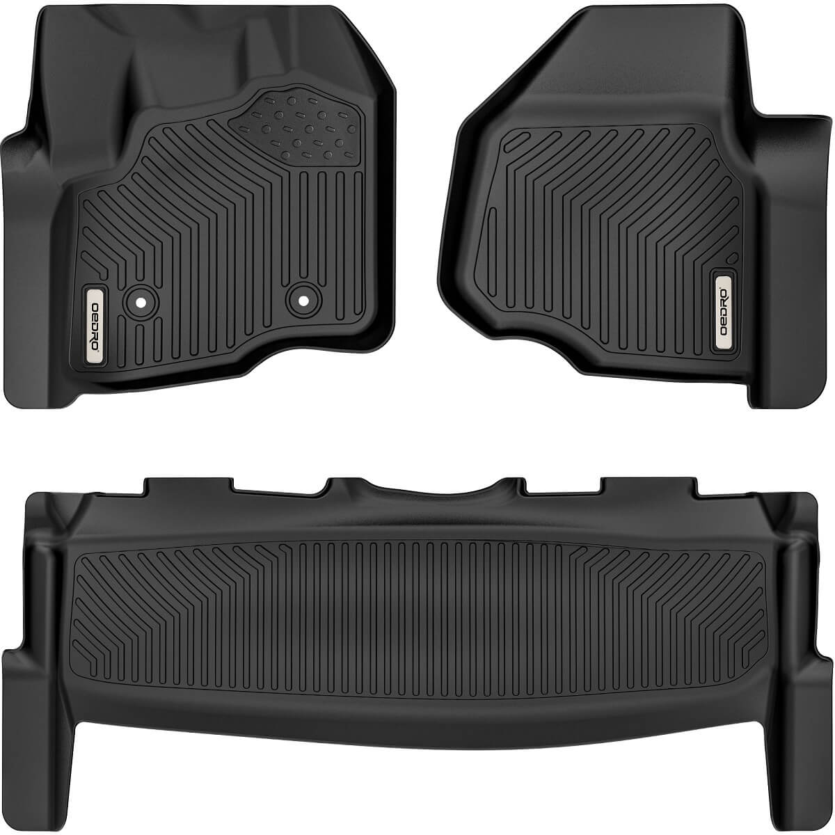 OEDRO Floor Mats for 2012-2016 Ford F250-F350-F450 SuperCrew-Crew Cab, Black TPE All-Weather Guard Liner Set