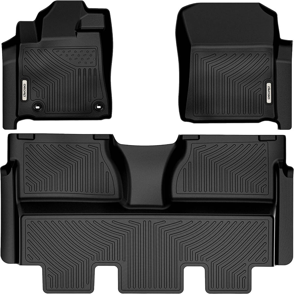 OEDRO Floor Mats for 2014-2021 Toyota Tundra CrewMax Cab with Coverage Under 2nd Row Seat, All Weather Guard Full Set Liners