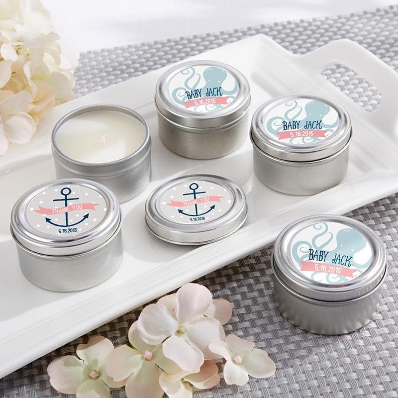 Personalized Nautical Baby Travel Candle Tin