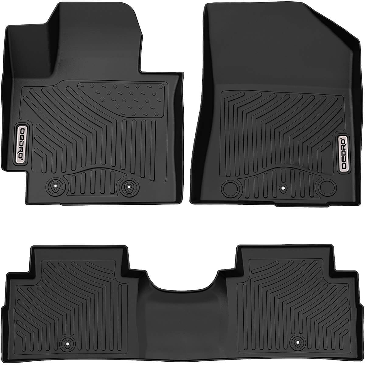 OEDRO Floor Mats For 2014-2019 Kia Soul, Unique Black TPE All-Weather Guard Full Set