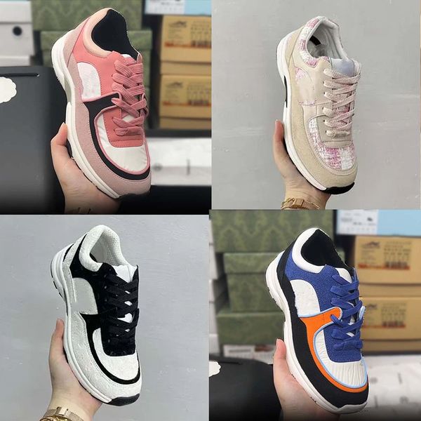 Women Sneaker Designer shoes Summer New Leather Trainers Luxury Leather knitting Lace up Trainer Popular Skateboard Shoe Store Free Shipping