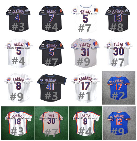 Vintage David Wright 2000 World Series Baseball Jersey Mike 31 Piazza Robin Ventura Jose Reyes Edgar Alfonzo Tom Seaver Cliff Floyd Gary Car