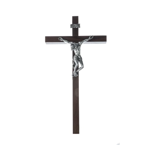 Walnut Pained Jesus Crucifix 10''
