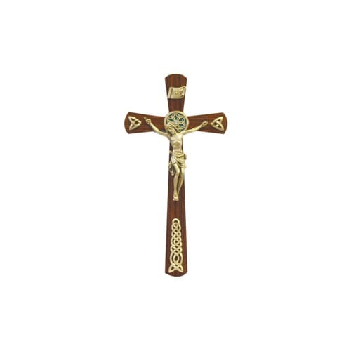 Walnut Crucifix With Rosewood Veneer And Celtic Adornments 12''