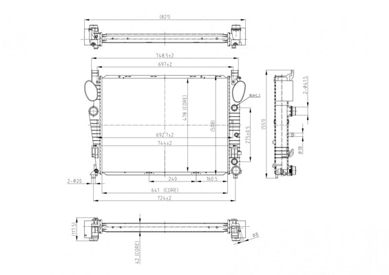 Radiator, engine cooling HART 606 474