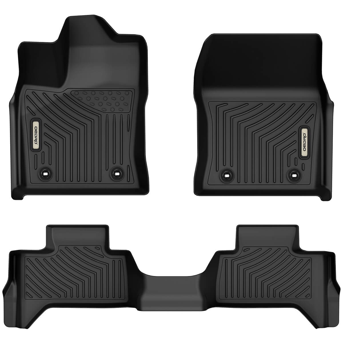 OEDRO® Floor Mats for 2022-2025 Toyota Tundra Double Cab, TPE All Weather Guard Front & Rear Full Set Liners