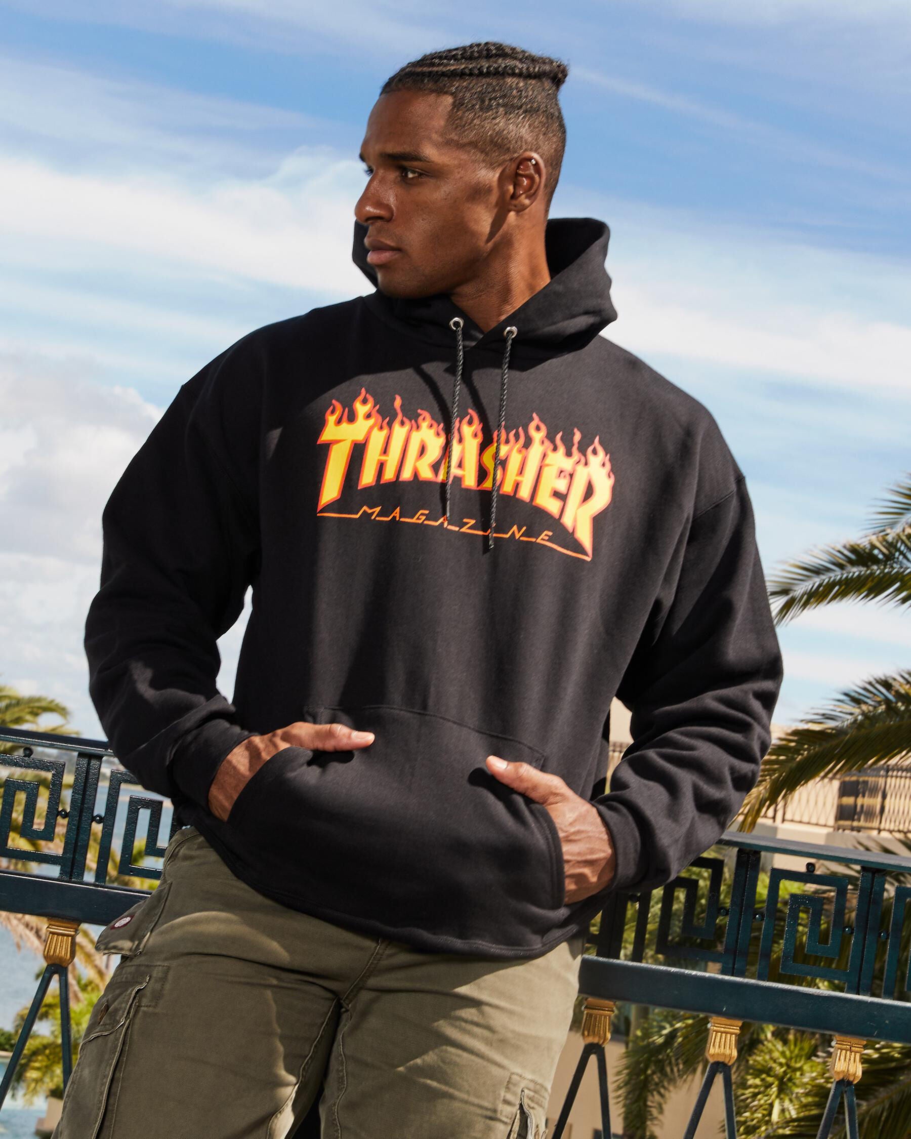 Thrasher Men's Flame Logo Hoodie in Black