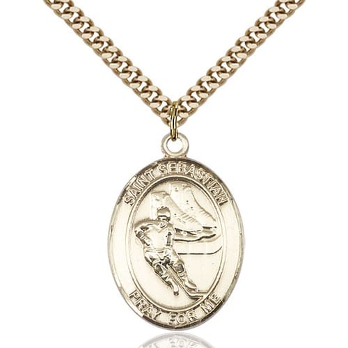 14kt Gold Filled St. Sebastian - Hockey Pendant w- chain