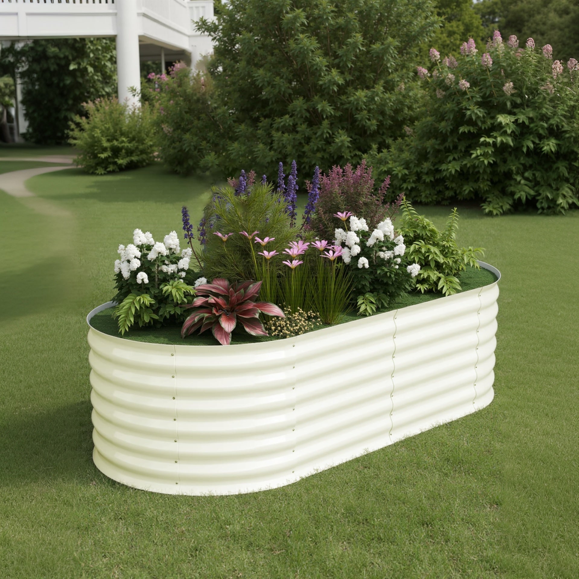 Garvee Raised Garden Bed 6x3x2ft – Galvanized Steel, Rust-Resistant, Easy Assembly Outdoor Planter for Vegetables & Flowers, Beige