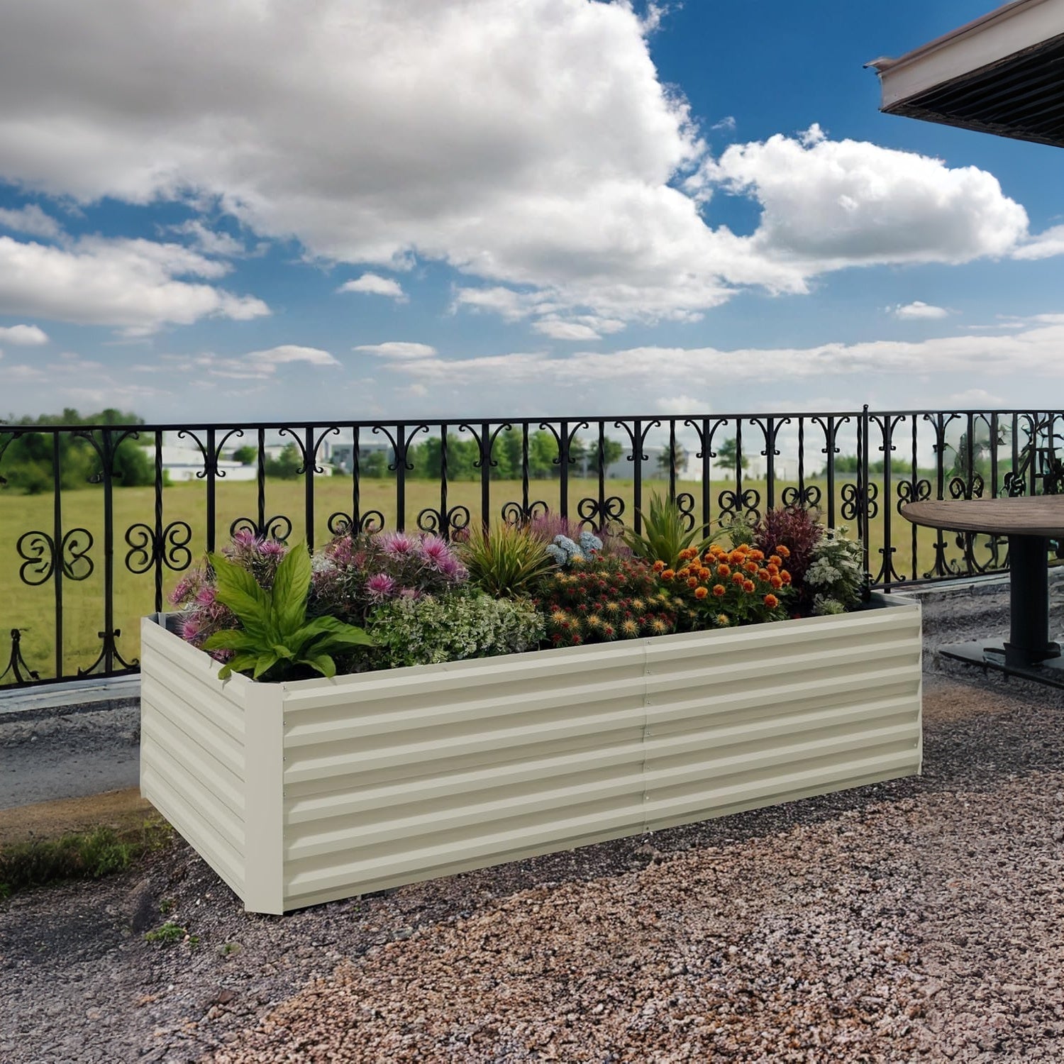 Garvee 2-Pack Rectangular Raised Garden Beds 6x3x2ft – Ergonomic Galvanized Steel, Rust-Resistant, Beige Planters for Patio & Balcony