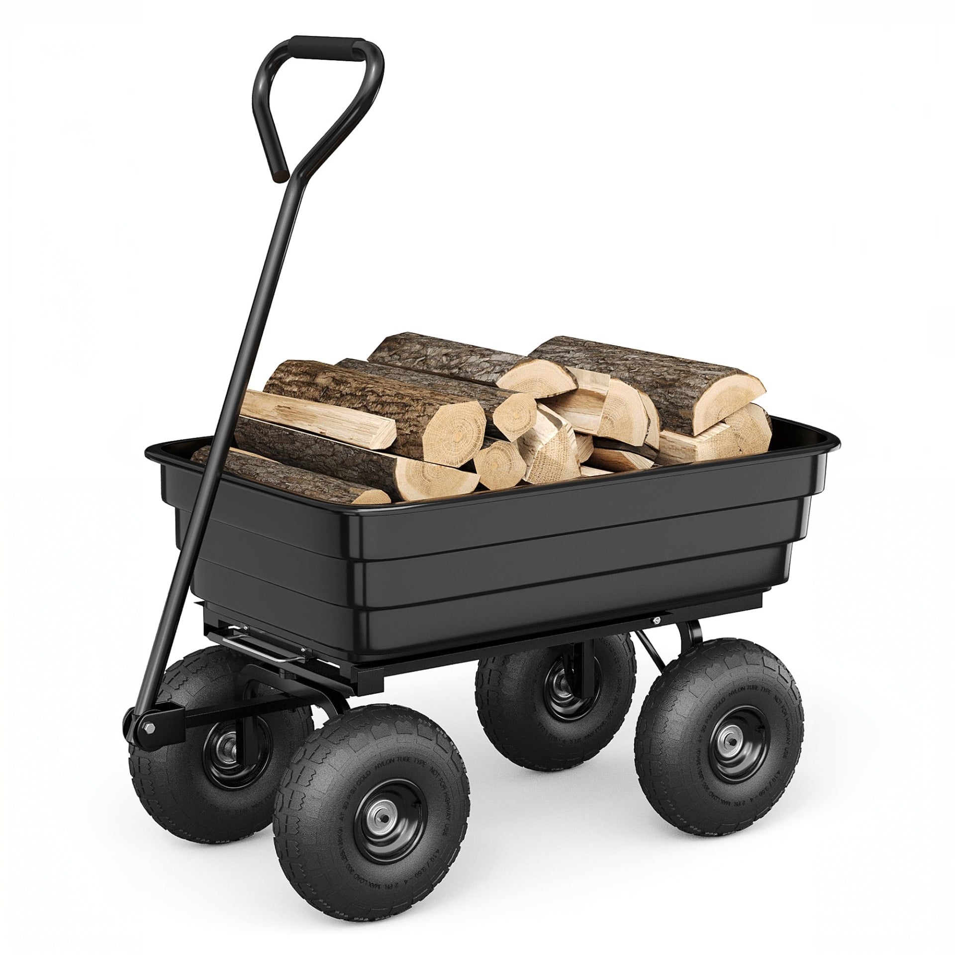 Garvee 600lbs Poly Dump Cart Heavy Duty Yard Garden Cart Quick Dump 10" No-Flat Tires Steel Brackets Removable Dividers ATV Lawn Tractor Hauling