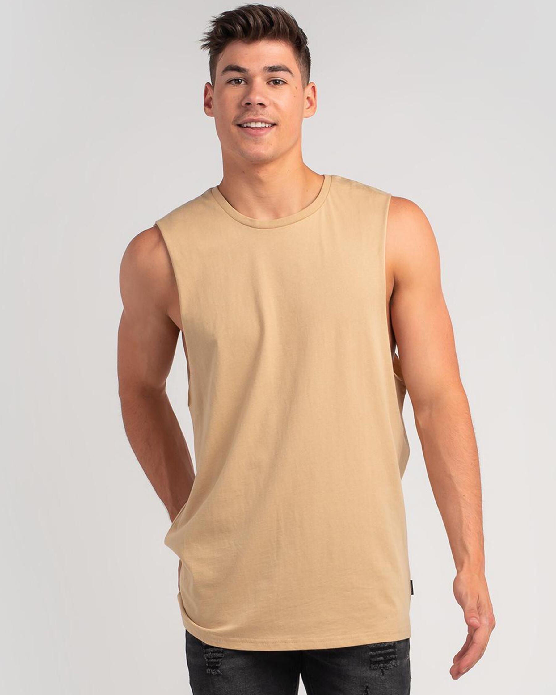 Lucid Men's Swivel Muscle Tank Top in Brown