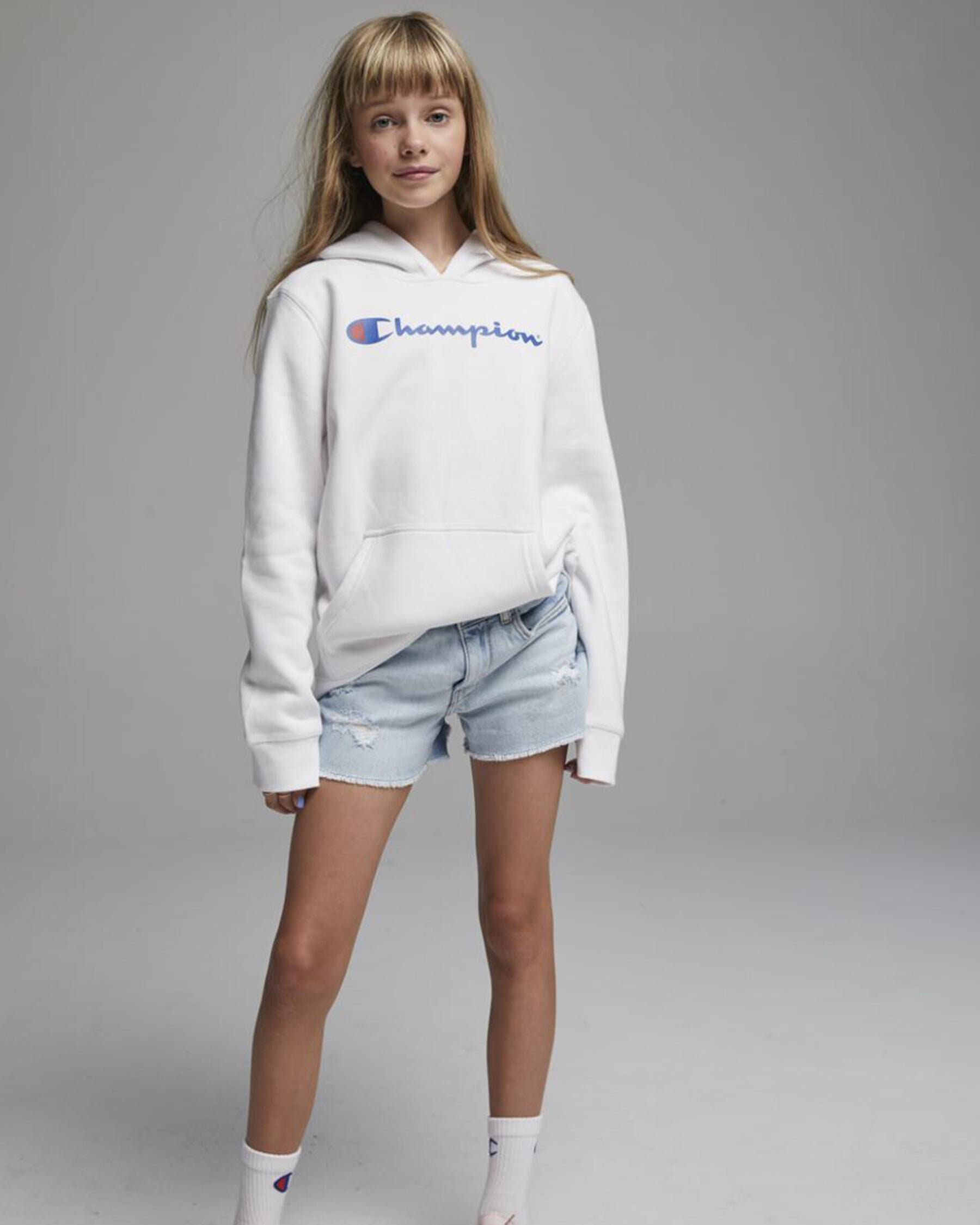 Champion Girls' Logo Hoodie in White