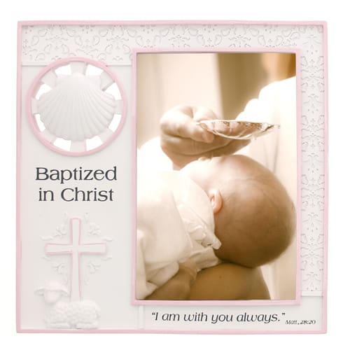 Baptized in Christ Pink Trim Photo Frame