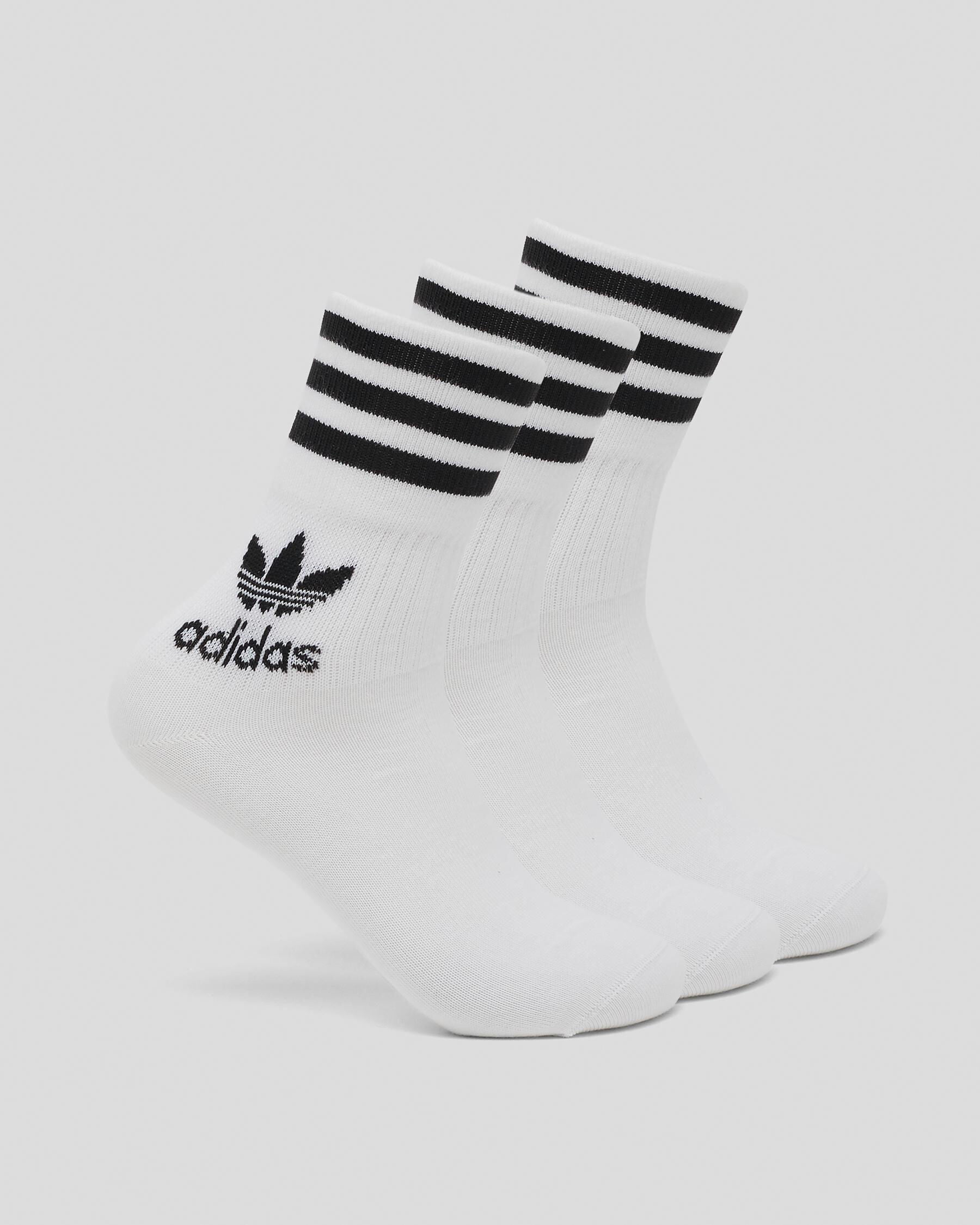 Adidas Boys' Mid Cut Crew Socks in White