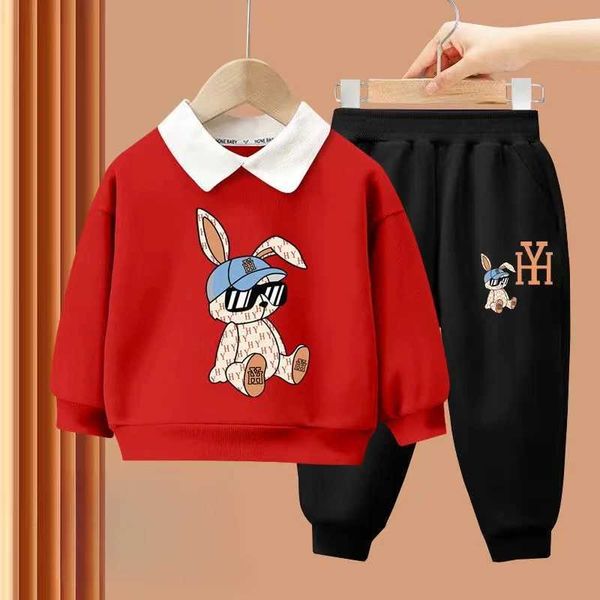 Clothing Sets Autumn Baby Girls Lapel Clothes Set Kid Cartoon Printed Sweatshirts Pullover Top And Pant Suit Children Long Slve Tracksuits Y