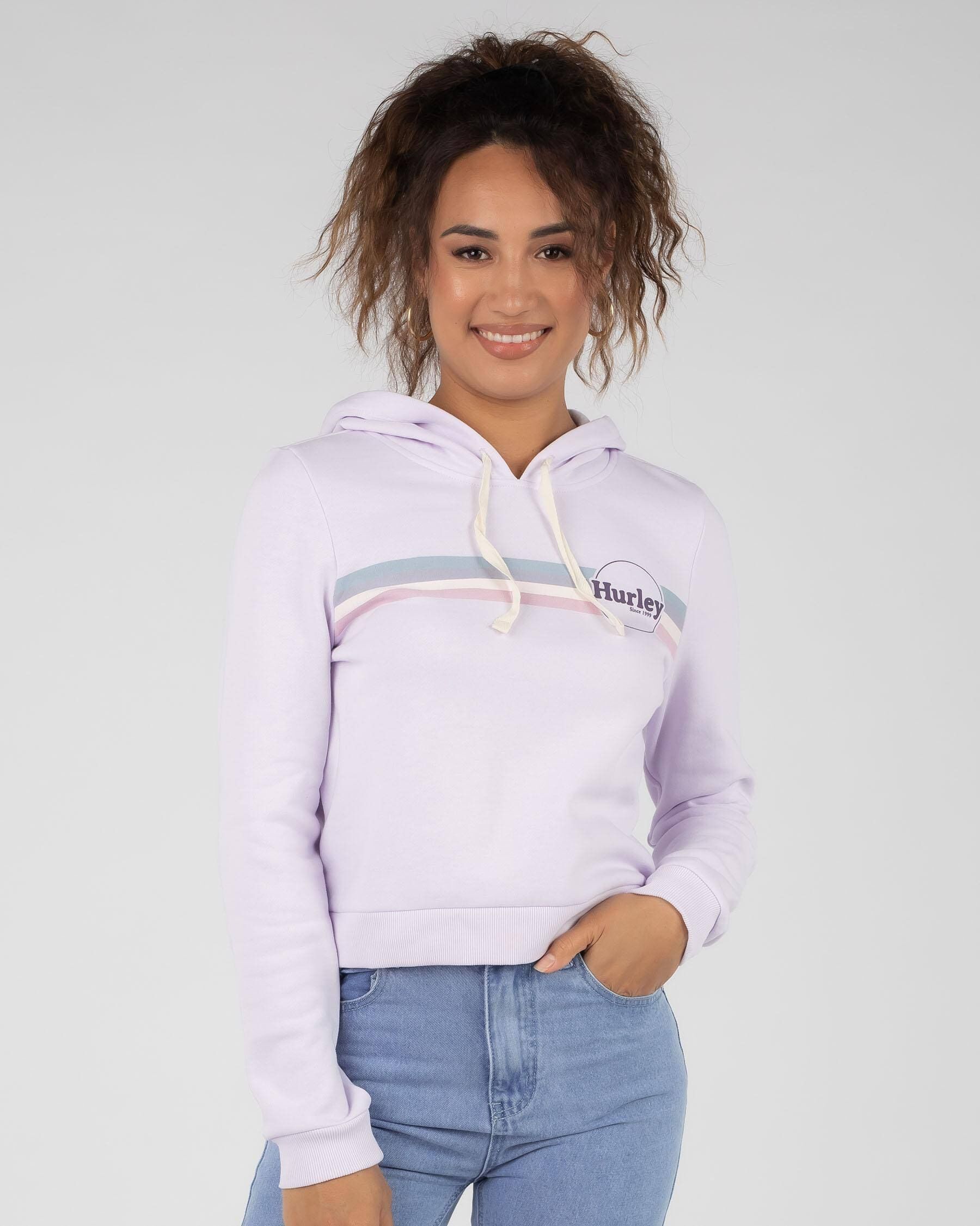 Hurley Women's Jammer Stripe Perfect Hoodie in Purple