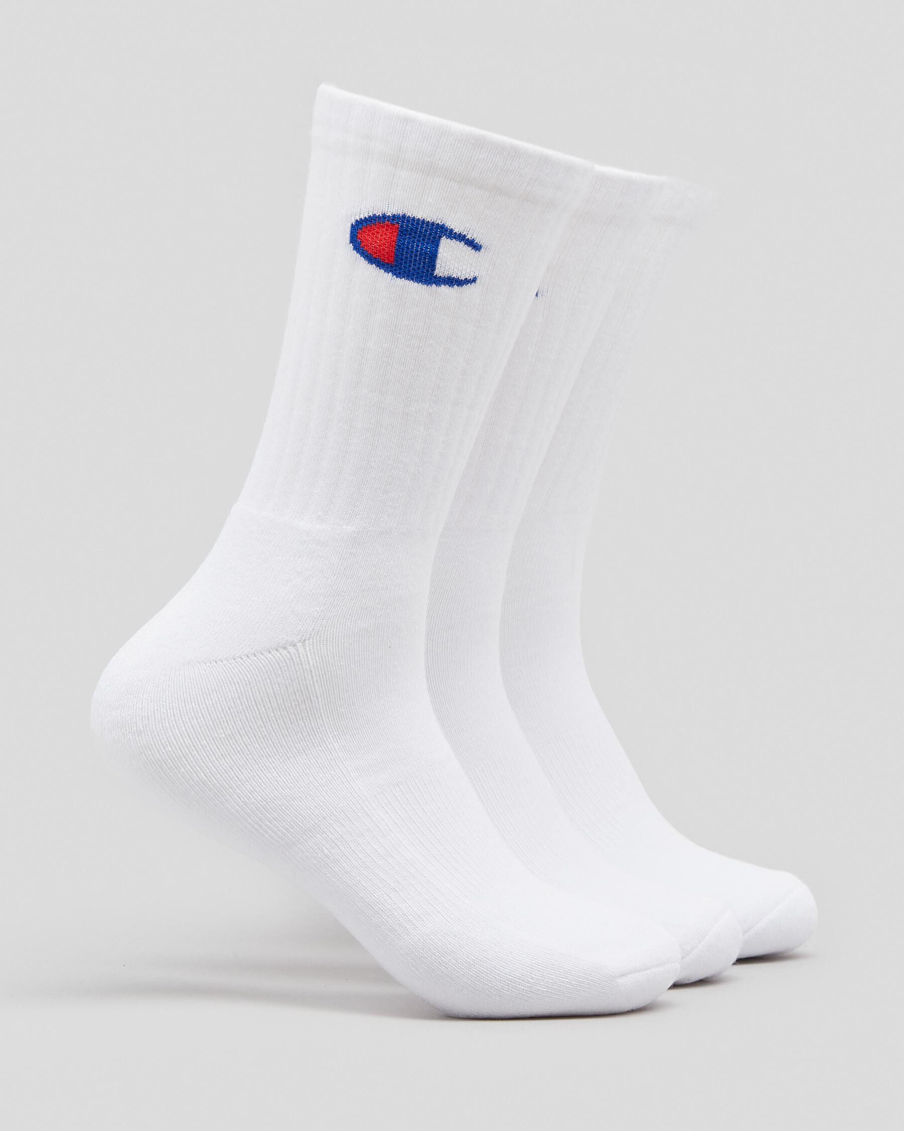 Champion Men's Sport C Logo Crew Socks 3 Pack in White