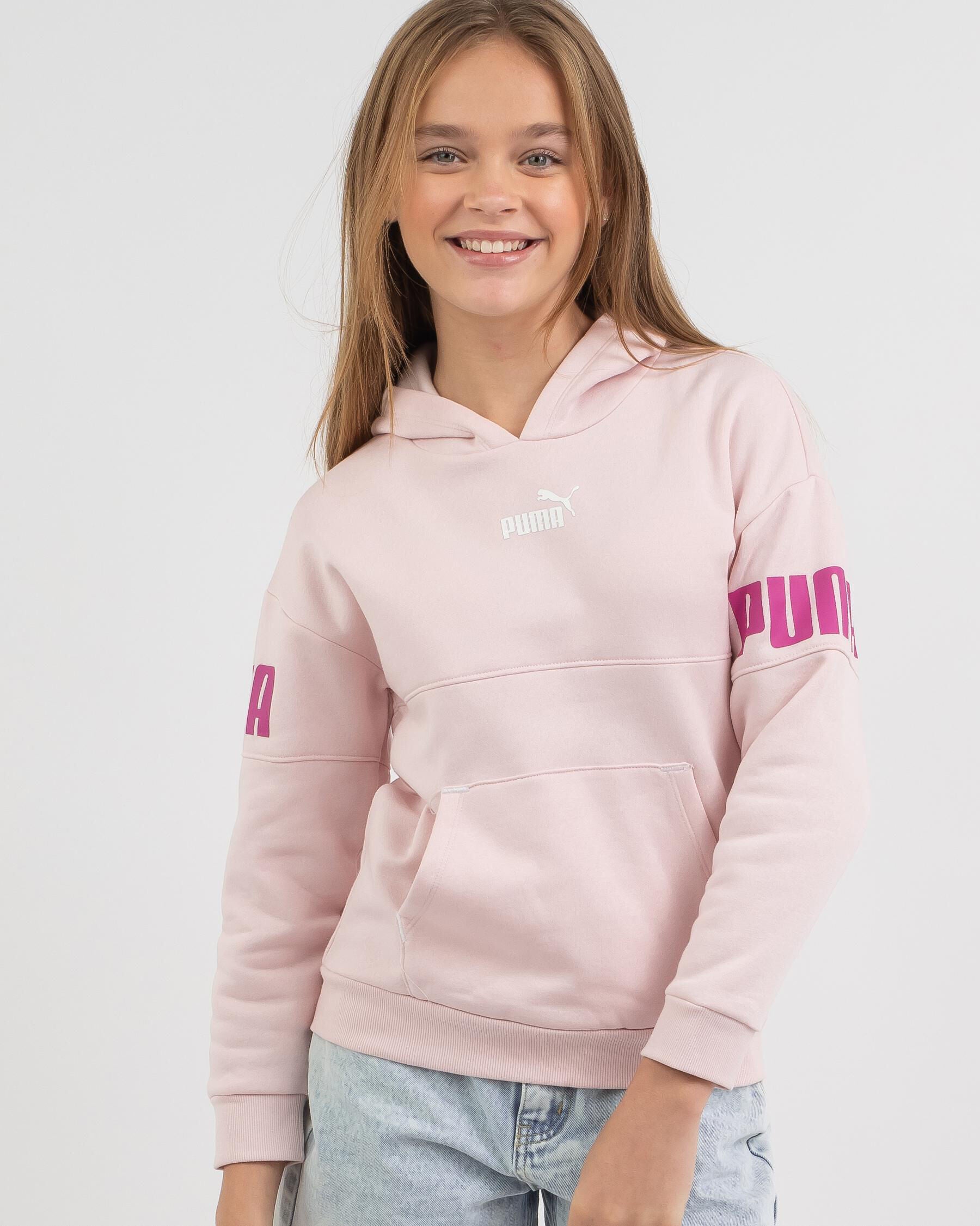 Puma Girls' Power Colourblock Hoodie in Pink