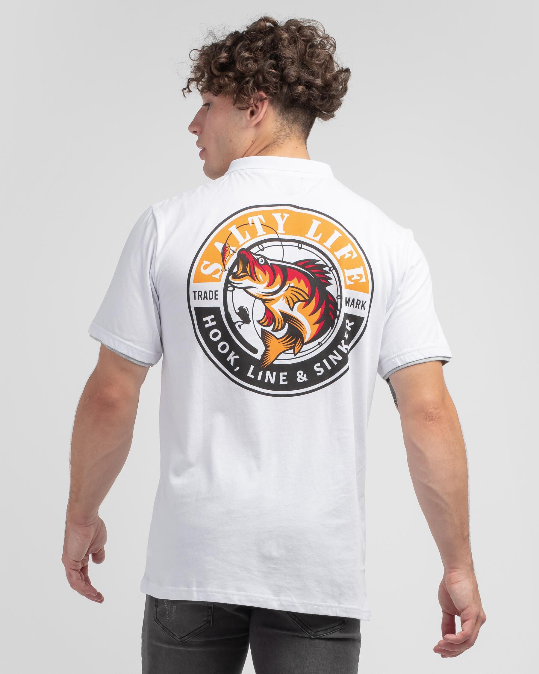 Salty Life Men's Hooked Polo Shirt in White