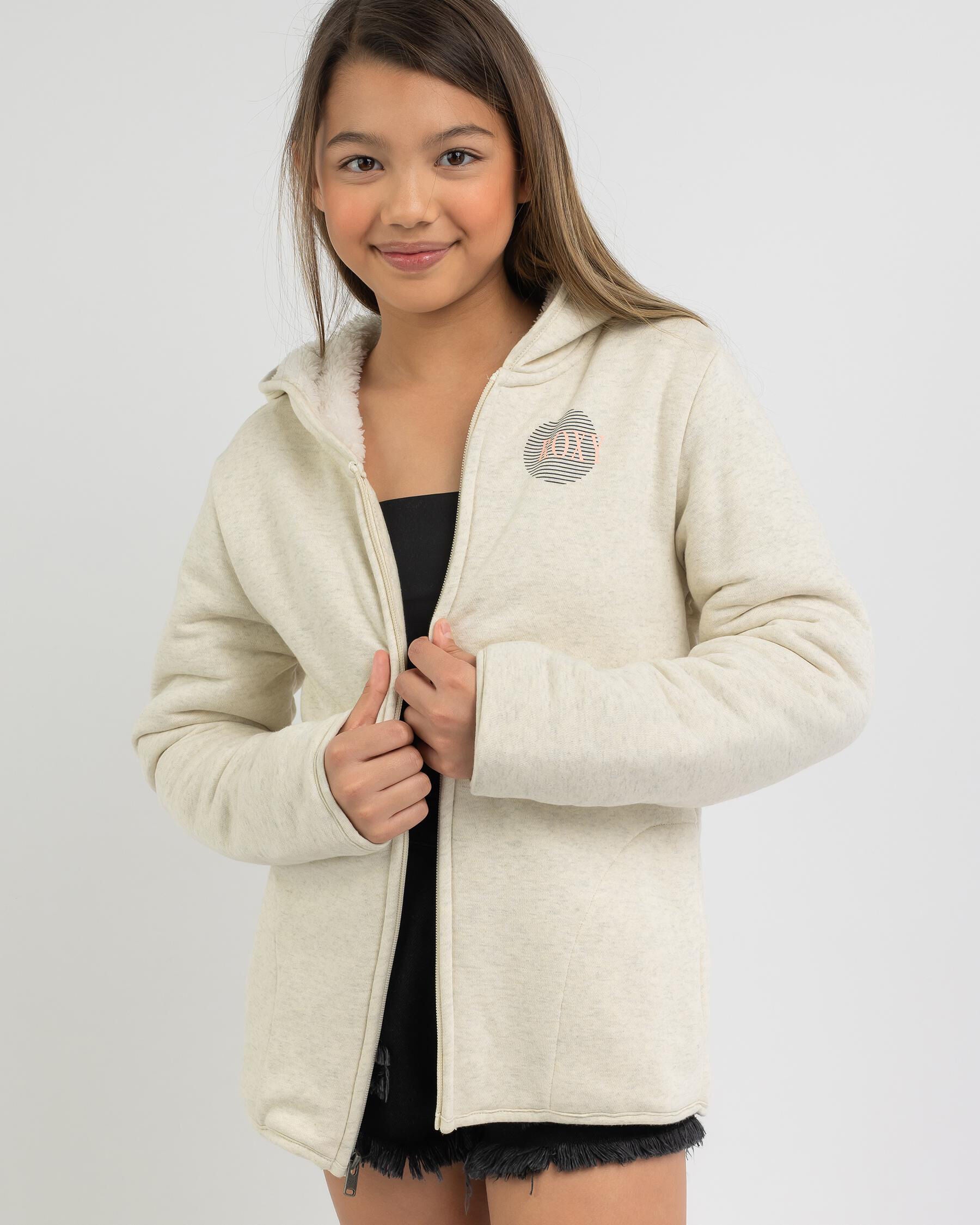 Roxy Girls' Dreamy Zipped Hoodie in Grey
