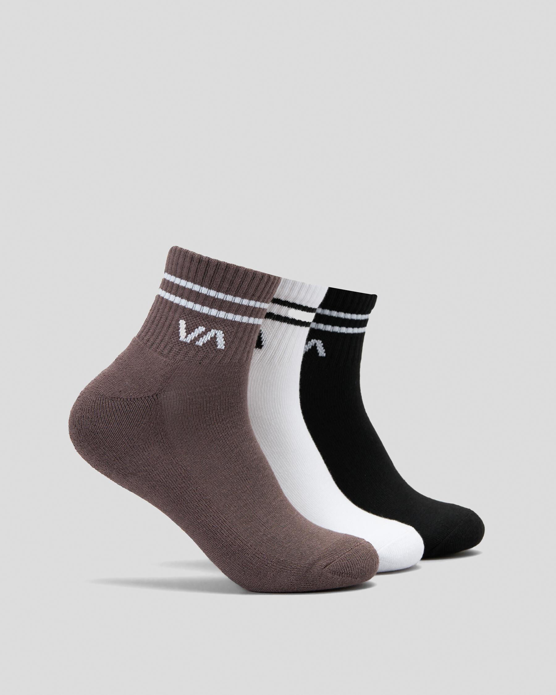 RVCA Women's Va Mini Crew Socks Pack in Brown