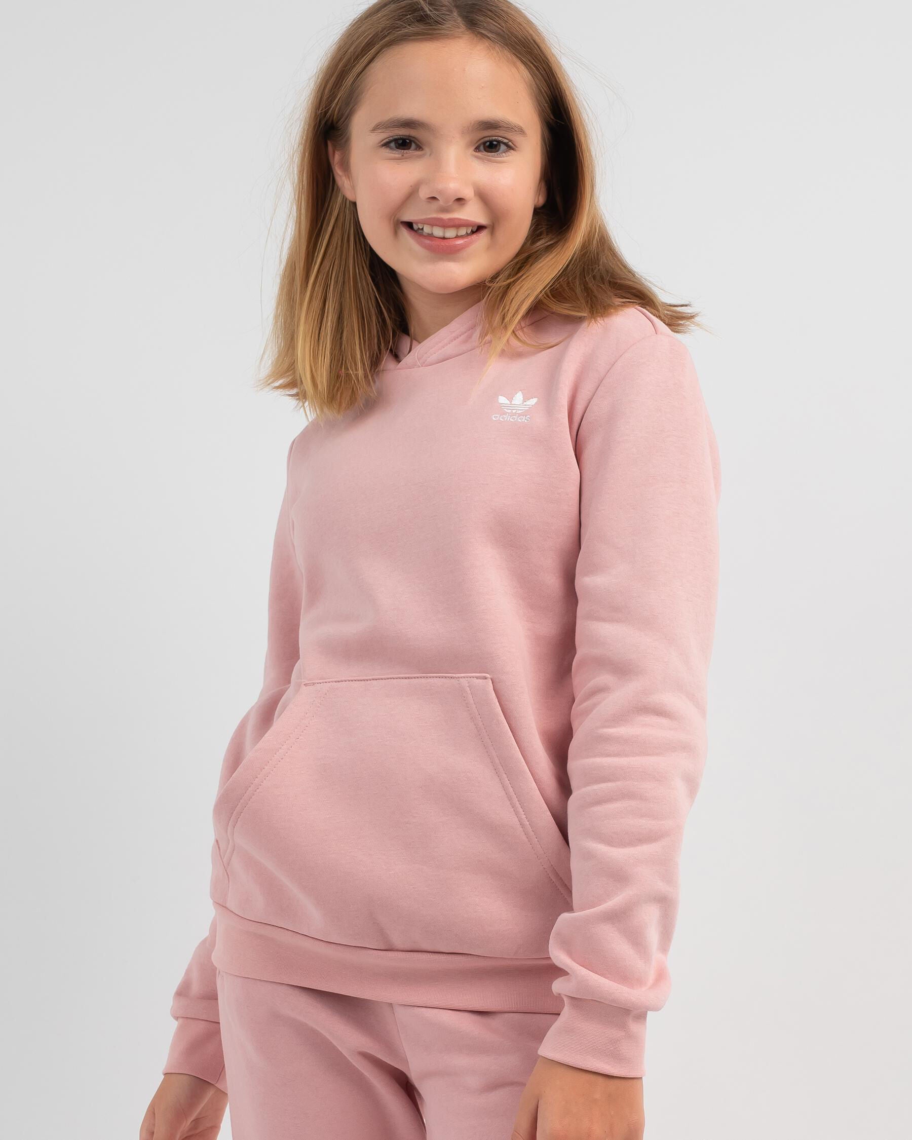 Adidas Girls' Small Trefoil Hoodie in Purple