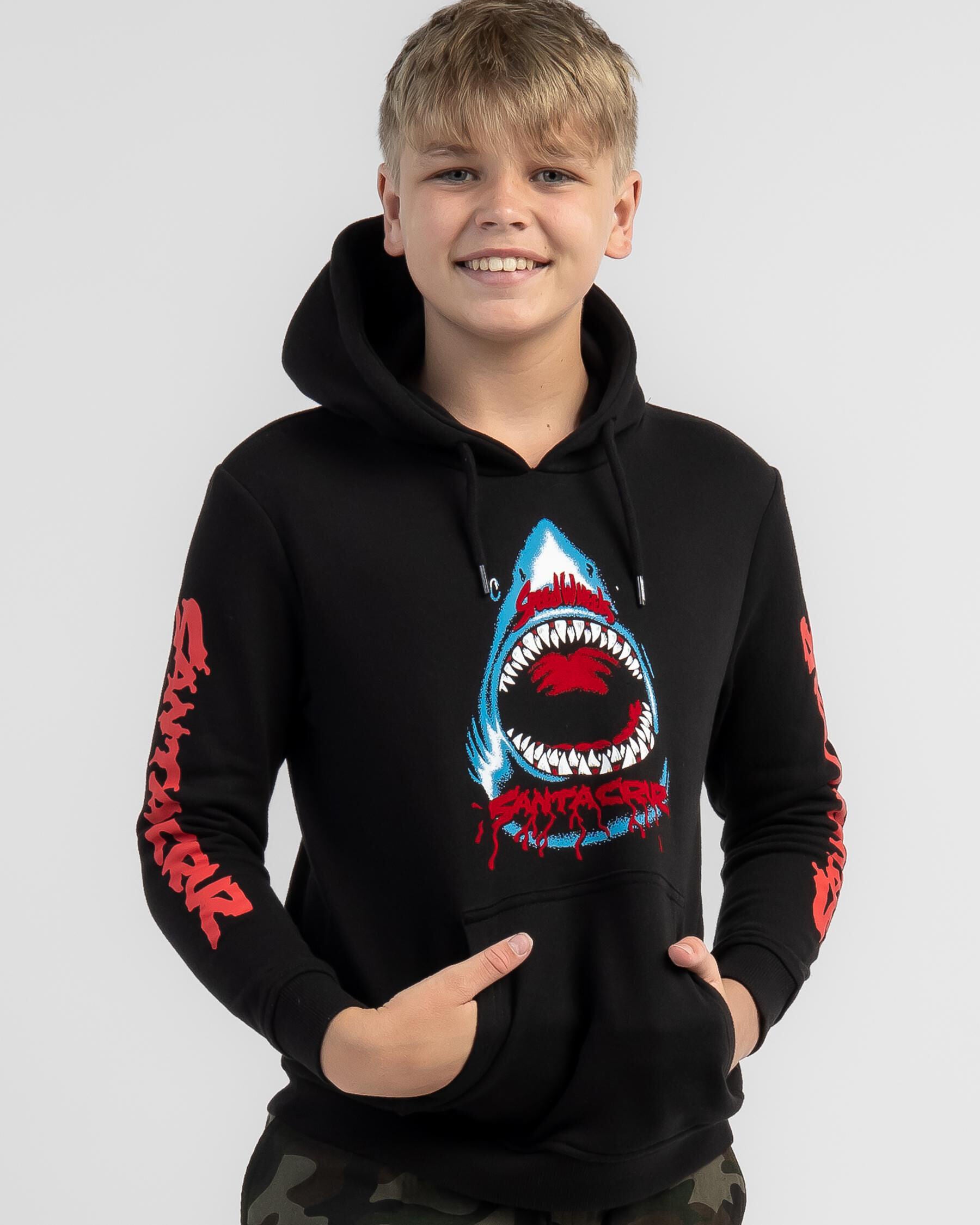 Santa Cruz Boys' Speed Wheels Shark Hoodie in Black
