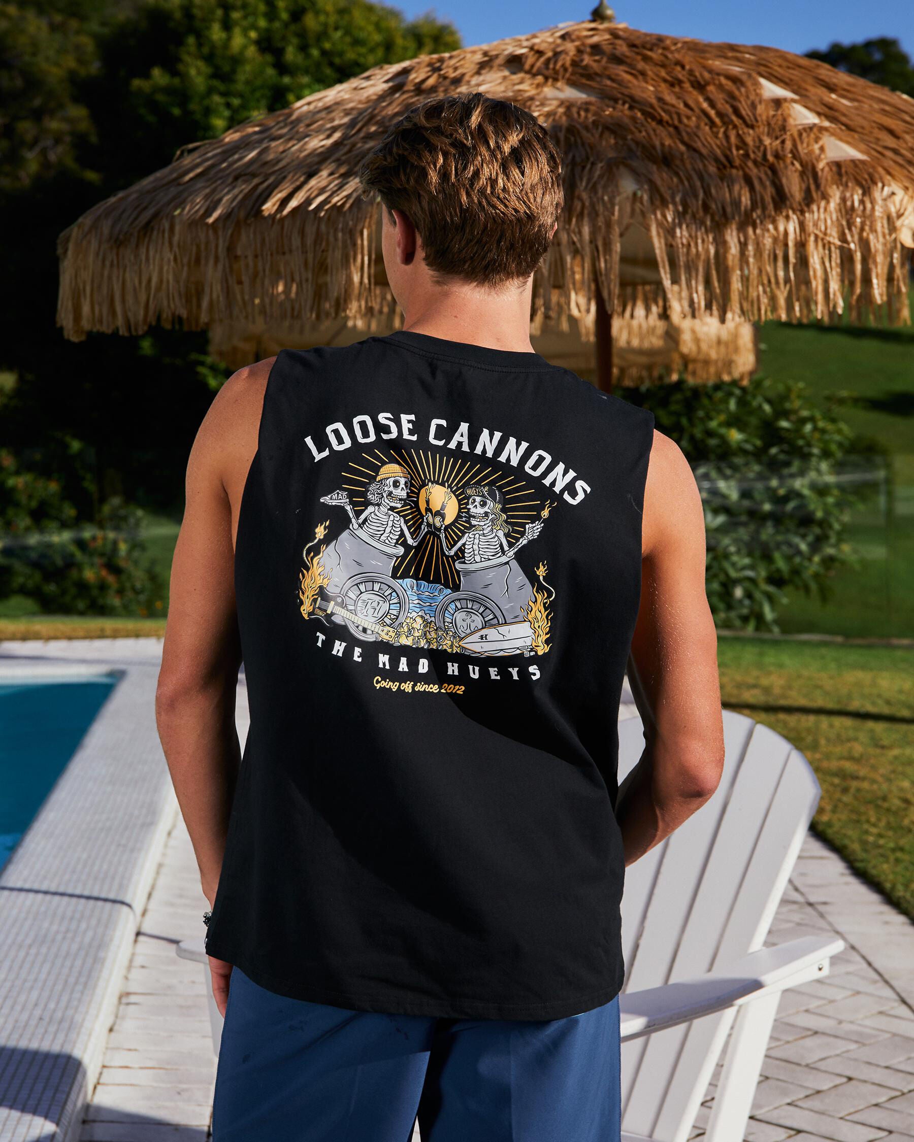 The Mad Hueys Men's Loose Cannons Muscle Tank Top in Black