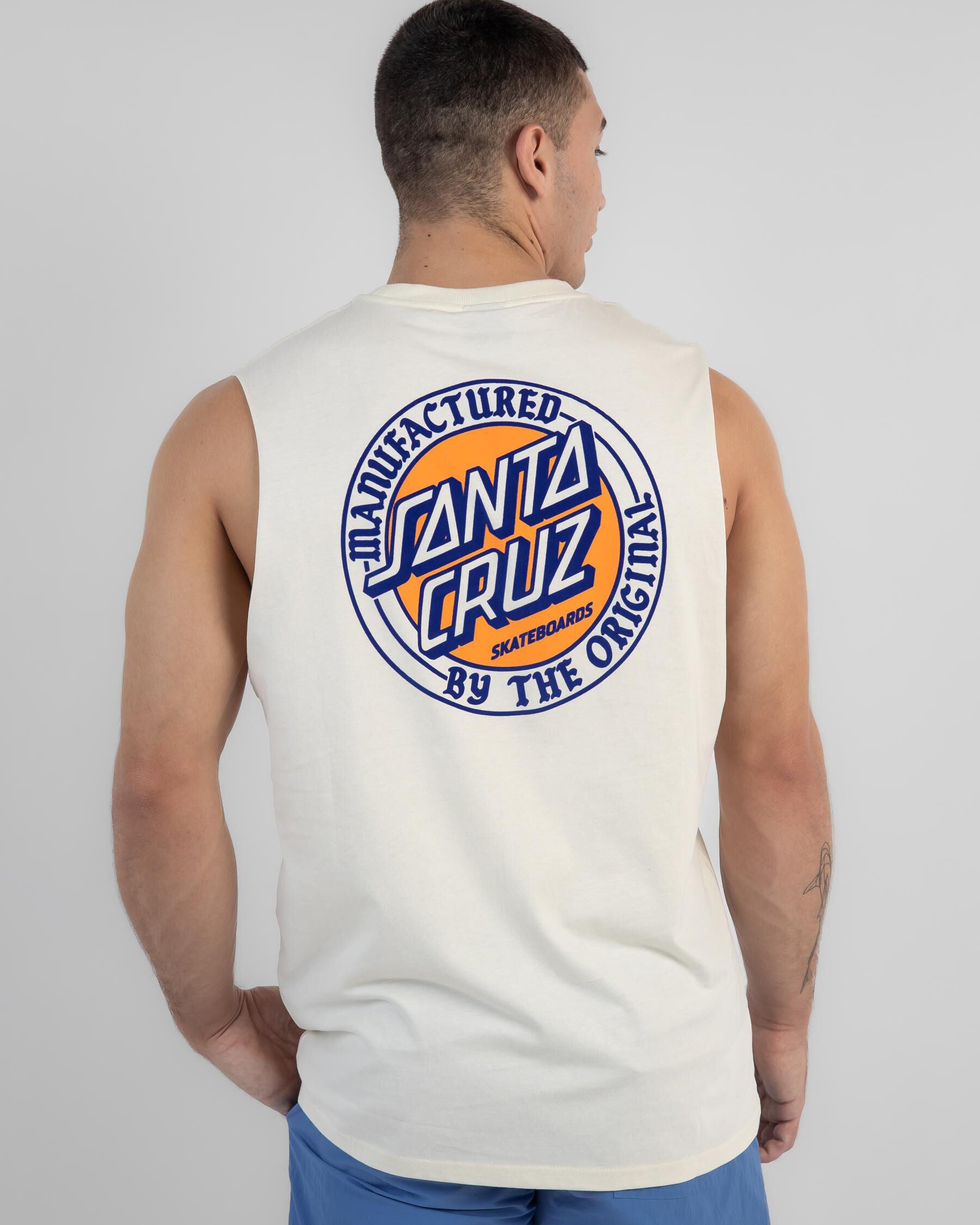 Santa Cruz Men's Mfg Club Dot Muscle Tank Top in Natural