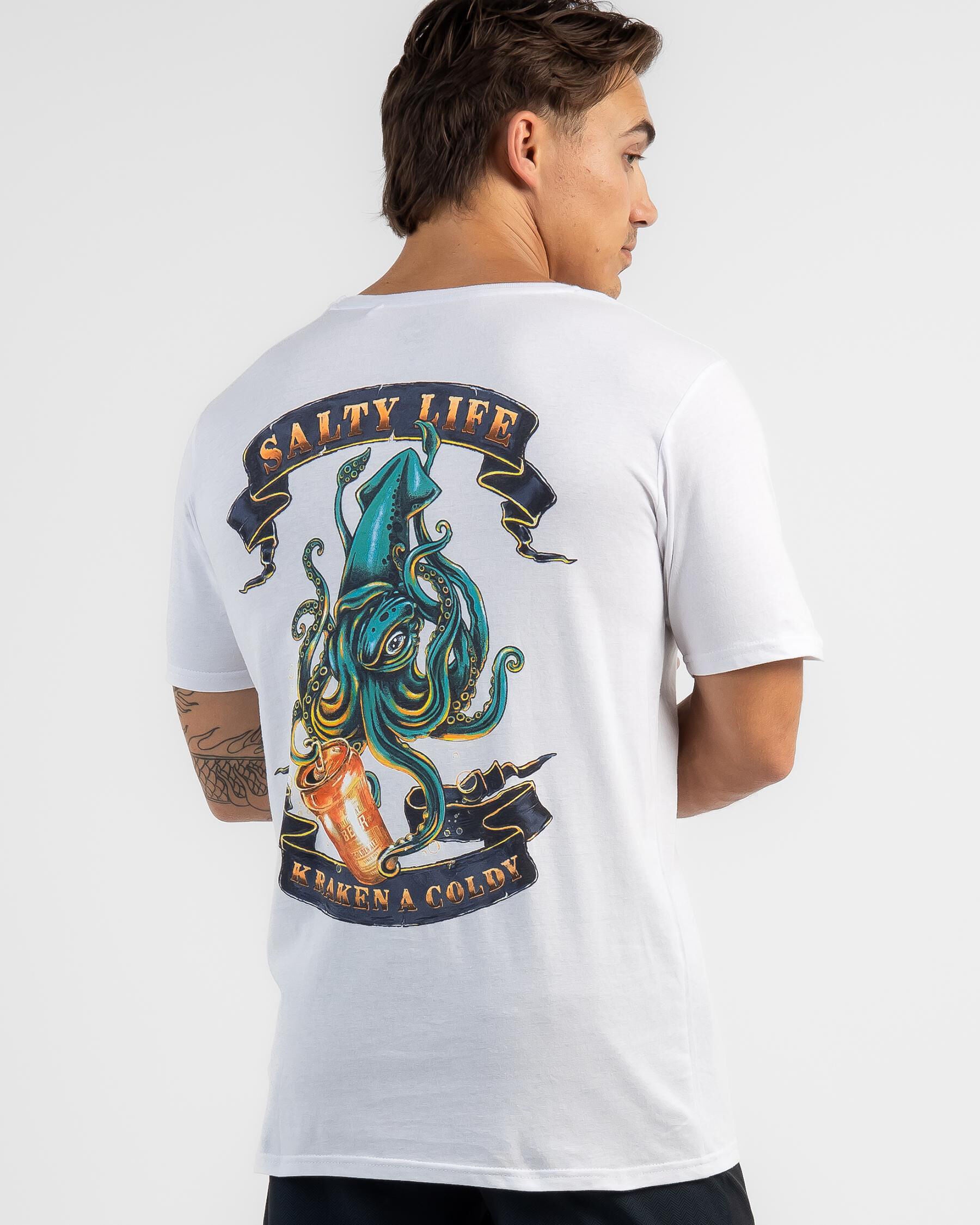 Salty Life Men's Kraken A Coldy T-Shirt in White