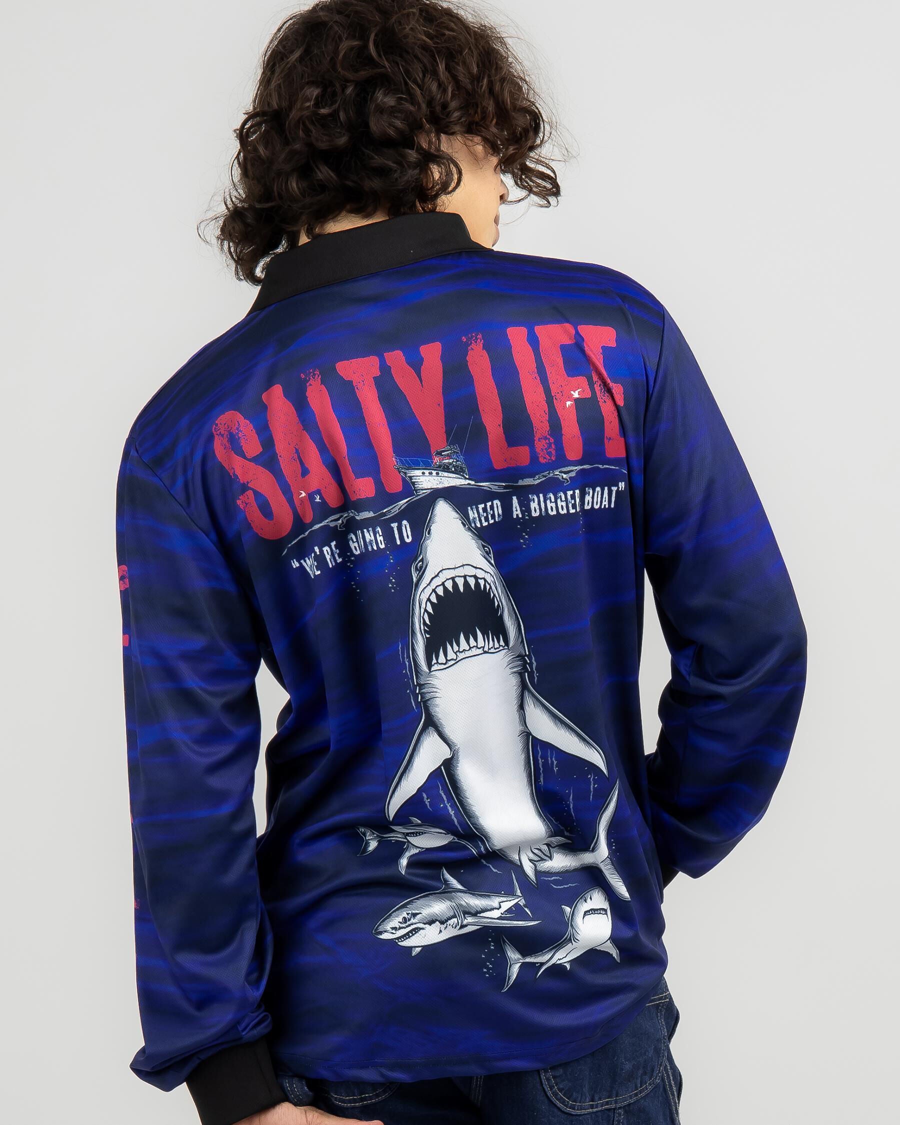 Salty Life Men's Frenzy Fishing Shirt in Navy
