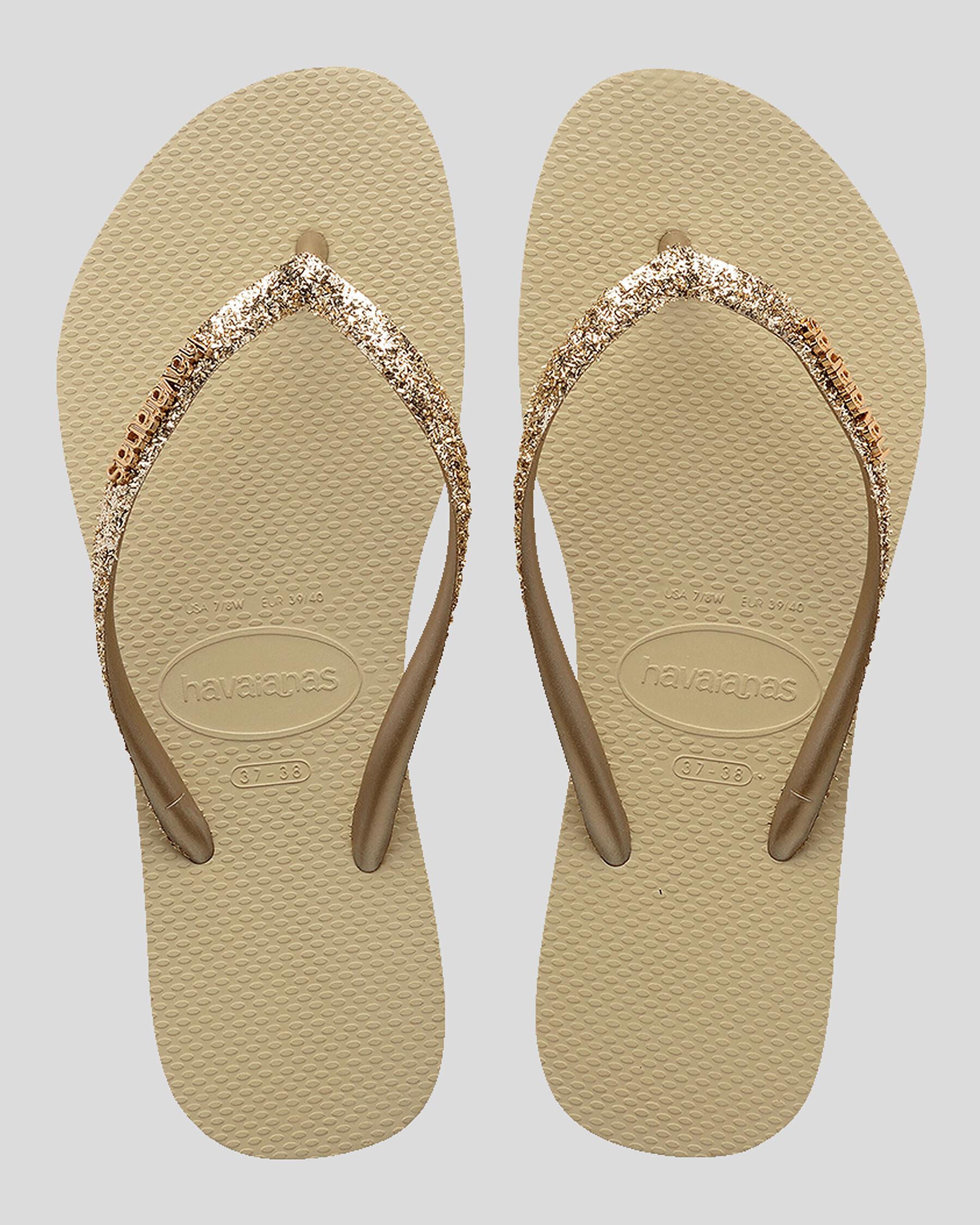 Havaianas Women's Slim Metal Logo Glitter Ii Flip Flops in Grey