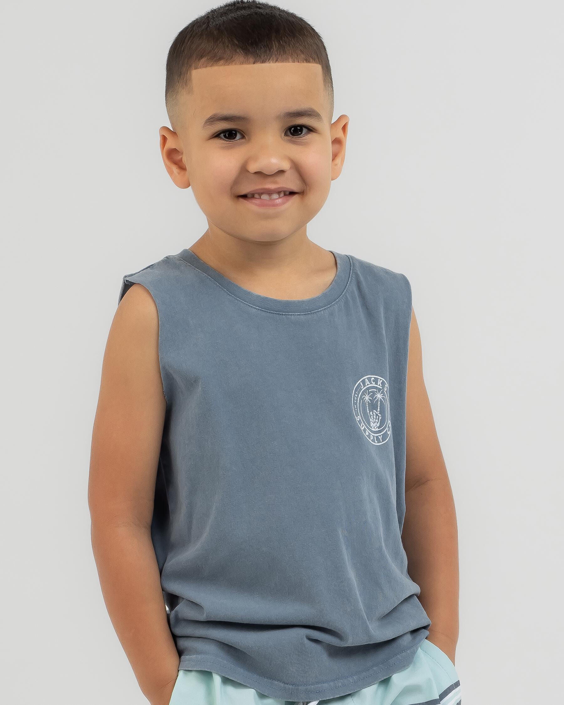 Jacks Toddlers' Knuckle Muscle Tank Top in Blue
