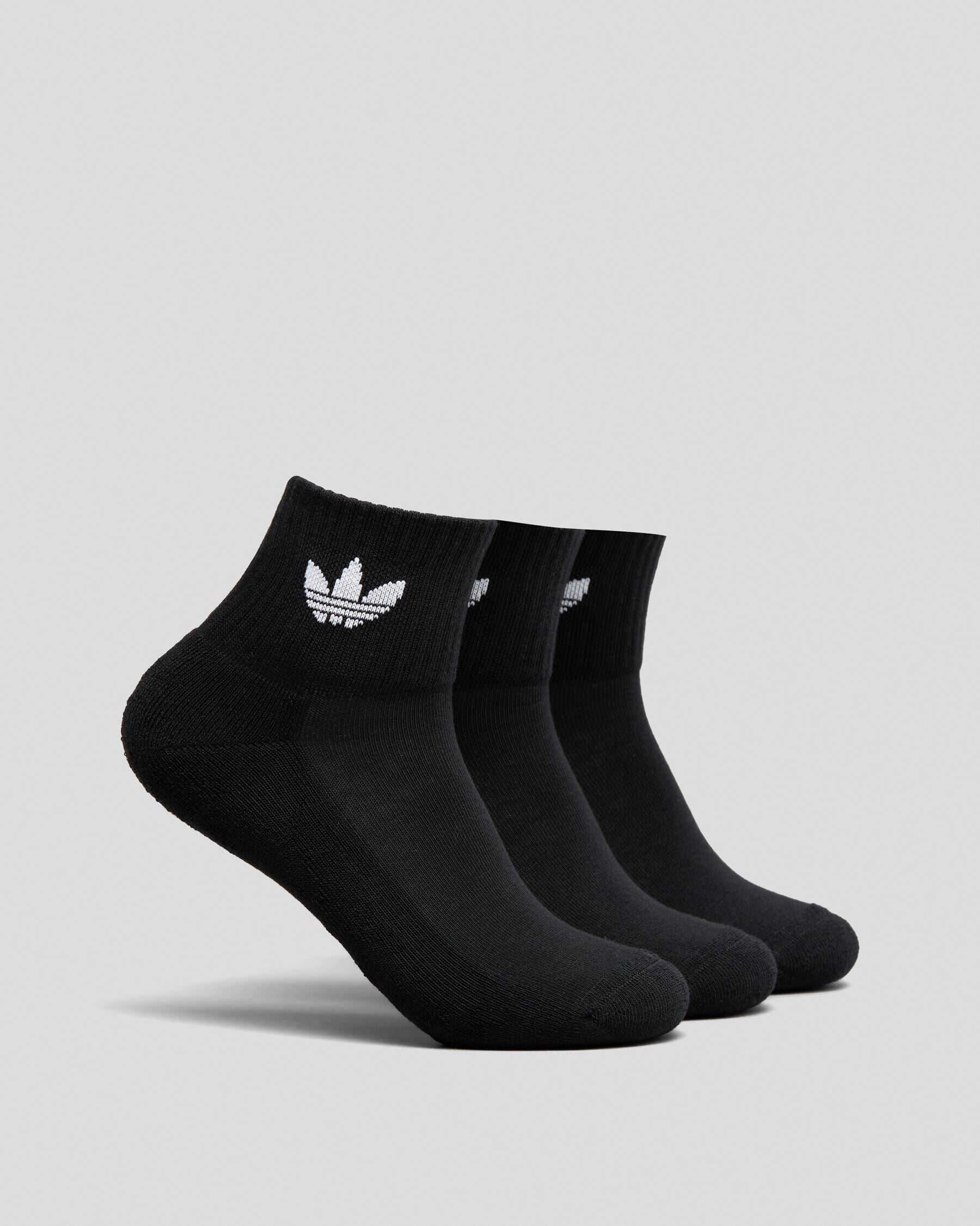 Adidas Boys' Mid Ankle Socks 3 Pack in Black