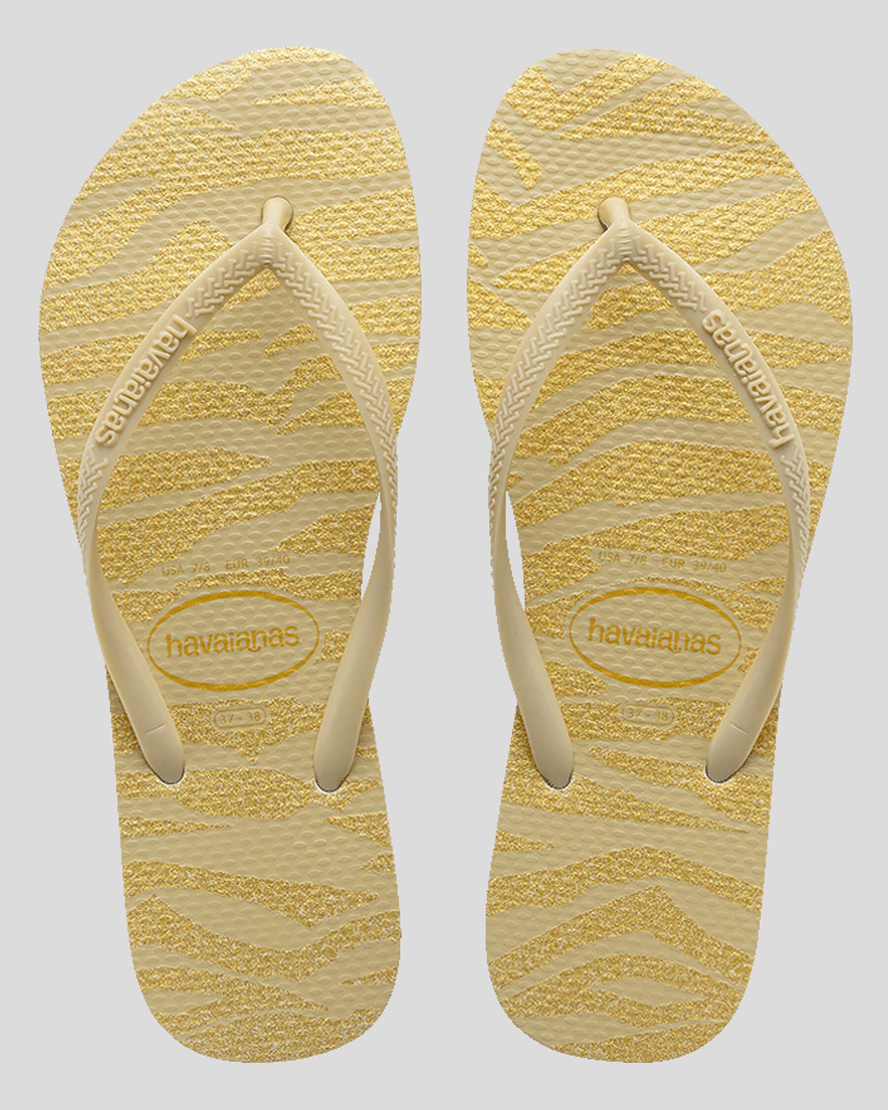 Havaianas Girls' Kids' Slim Animals Glitter Flip Flops in Grey