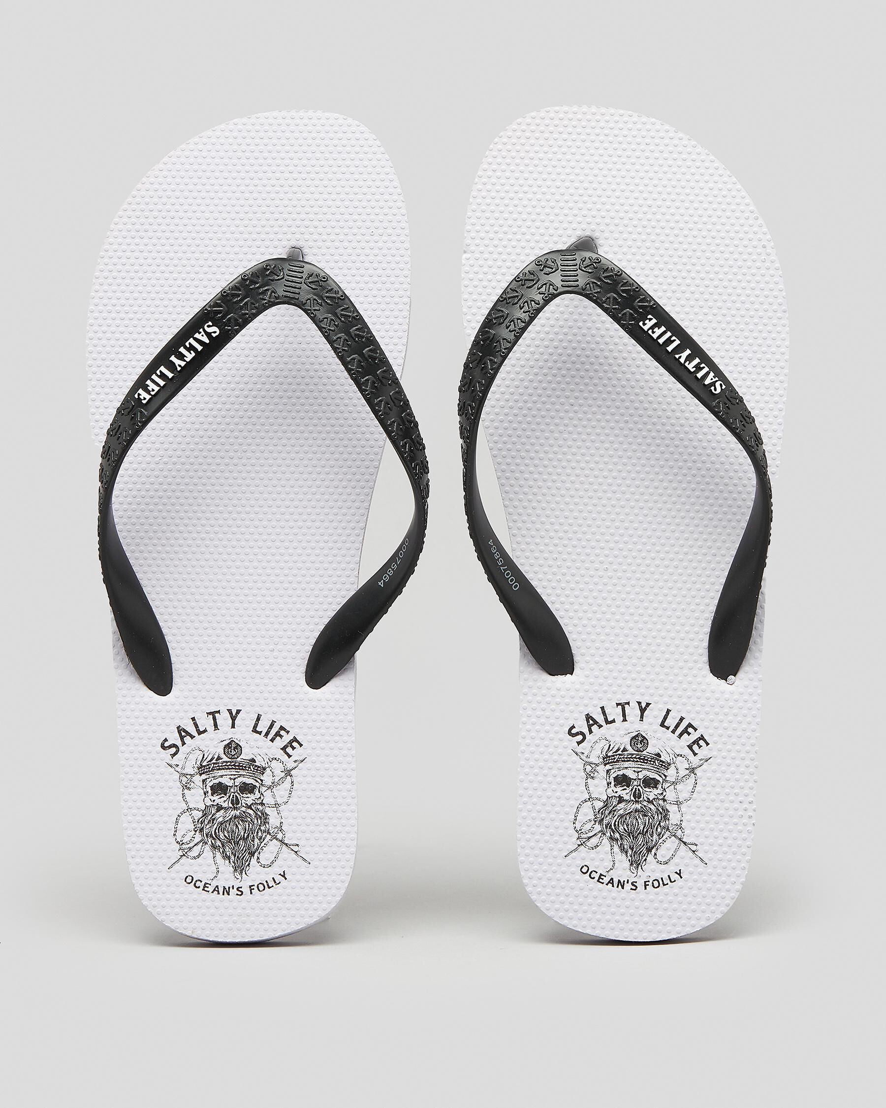 Salty Life Men's Blackbeard Flip Flops in White