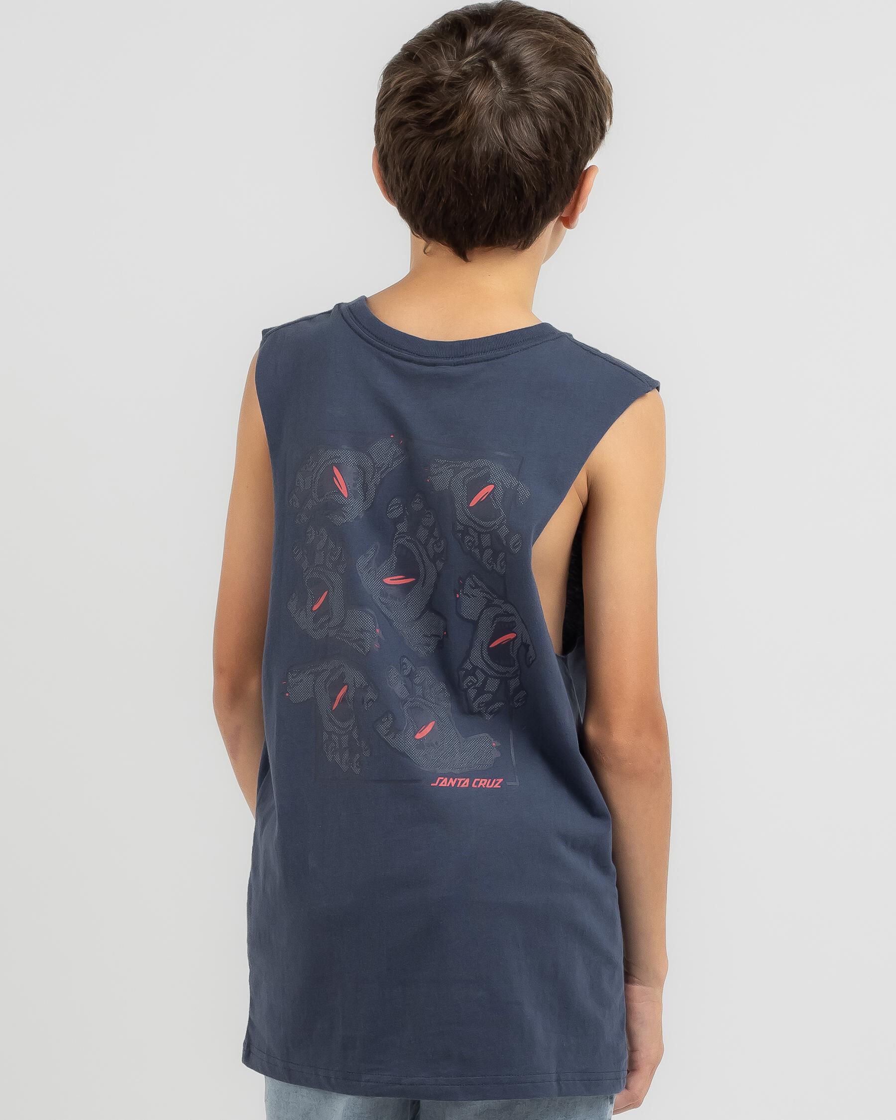 Santa Cruz Boys' Crowd Hand Muscle Tank Top in Navy