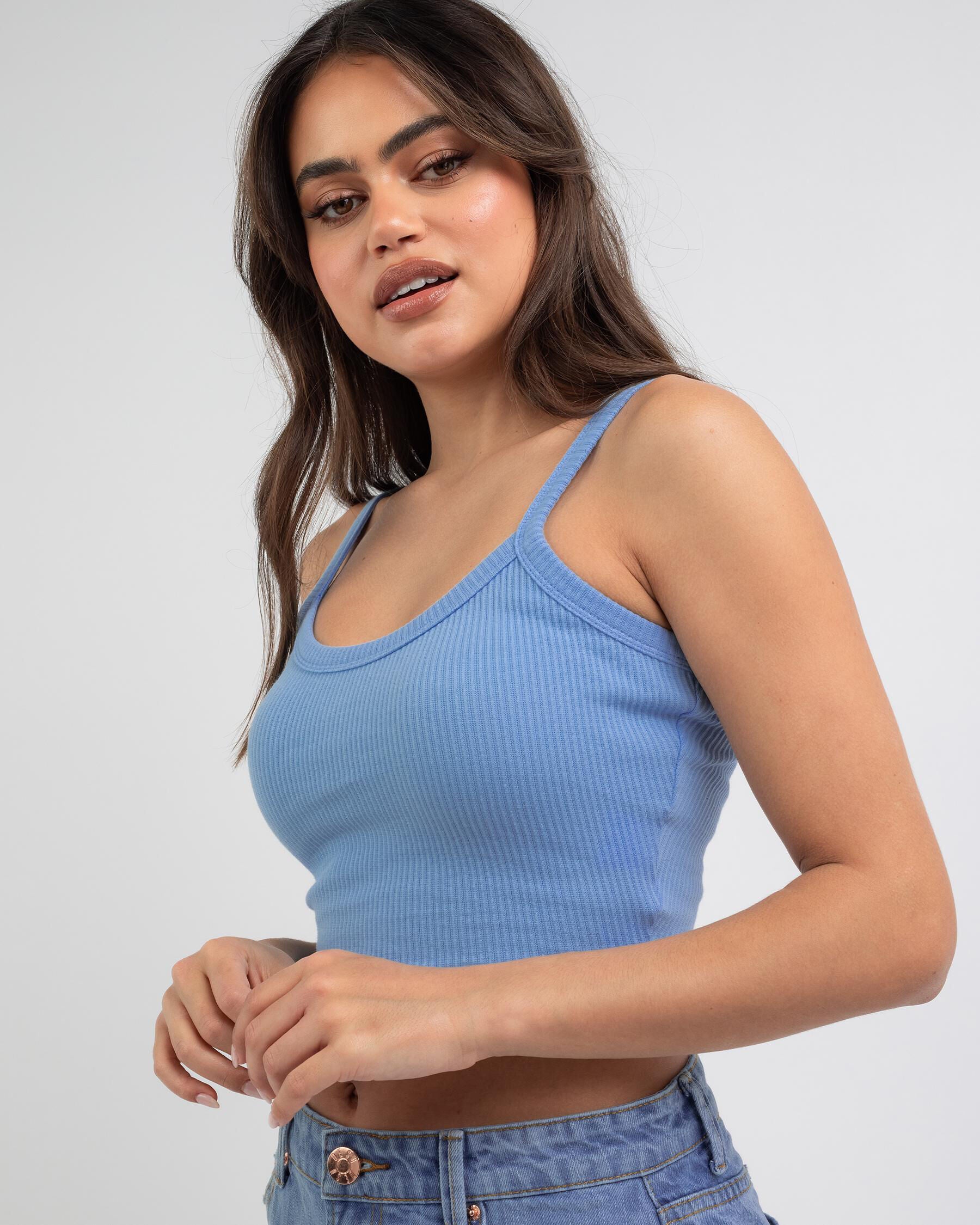 Mooloola Women's Basic Baby Tank Top in Blue