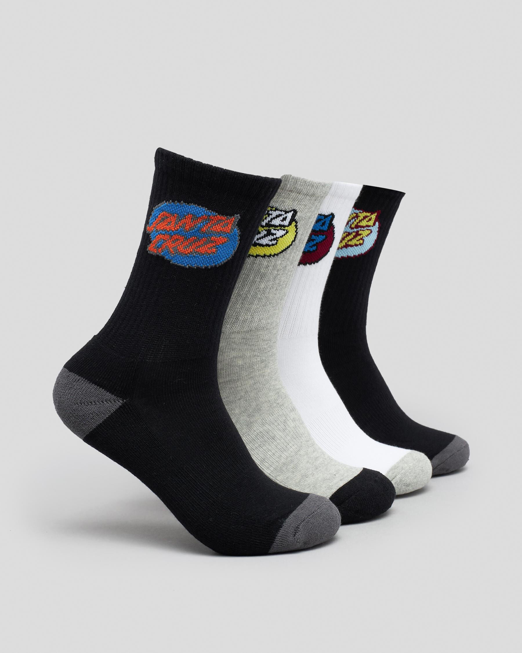 Santa Cruz Boys' Oval Dot Crew Socks 4 Pack
