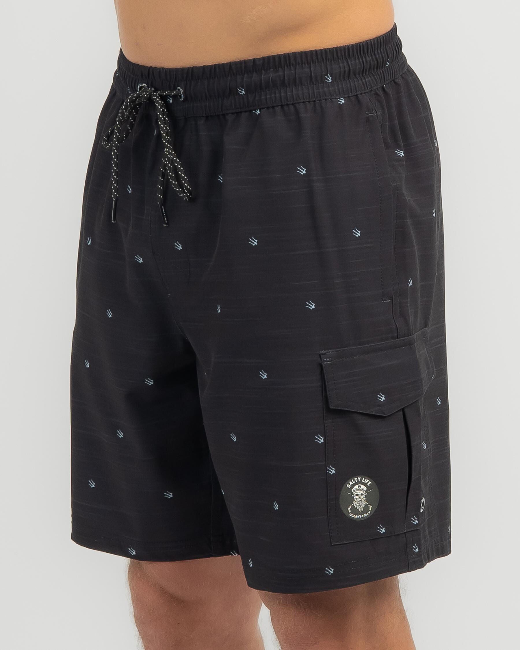 Salty Life Men's Neptune Board Shorts in Black
